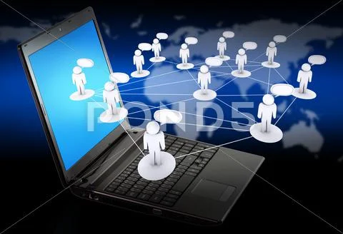 Laptop as social networking concept Stock Illustration