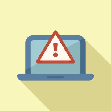 Laptop software alert icon flat vector. Admin project Stock Illustration