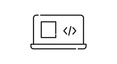 Laptop software development and coding icon Stockillustratie