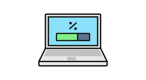 Laptop software update and loading progress icon Ilustração Stock