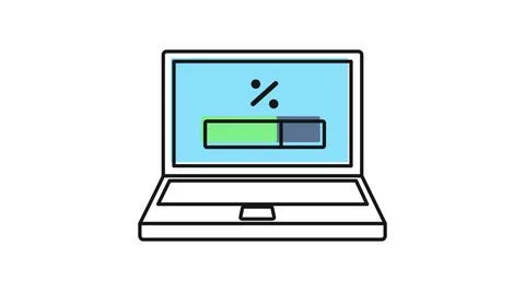 Laptop software update and loading progress icon Ilustração Stock