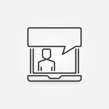 Laptop with speech bubble icon. Vector online support sign Stock Illustration