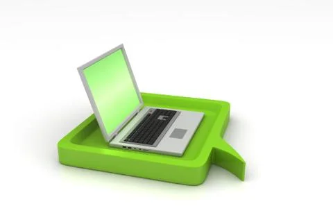 Laptop with speech bubble Free Stock Illustration