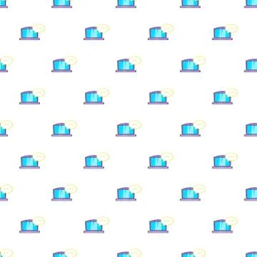 Laptop with speech bubble pattern, cartoon style Stock Illustration