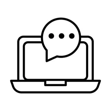 Laptop with speech bubble technical service line style Illustrazione stock
