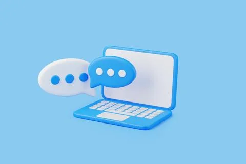 Laptop with speech bubbles for online communication Stock Illustration