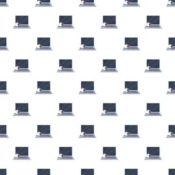 Laptop with spilled coffee seamless pattern background Ilustración de archivo
