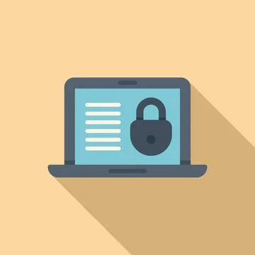 Laptop SSL certificate icon flat vector. Safety design Ilustración de archivo