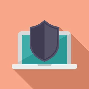 Laptop SSL certificate icon flat vector. Safe data Ilustración de archivo