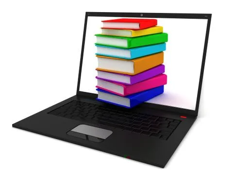 Laptop on stack of books Illustrazione stock