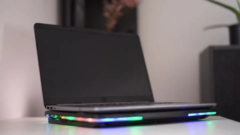 Laptop stand cooler with fans Stock Footage 260975277