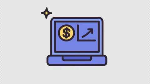 Laptop Statistics Animated Icon. Alpha Channel 4K Resolution Stock Footage 289705994