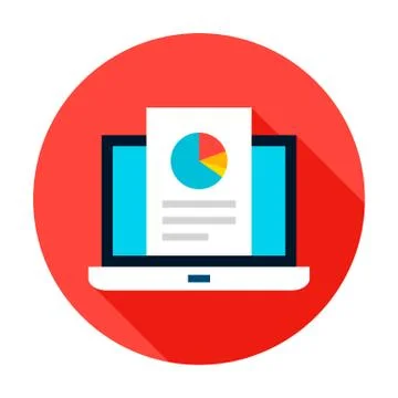 Laptop Statistics Circle Icon Stock Illustration