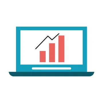 Laptop with statistics on screen symbol Stock Illustration