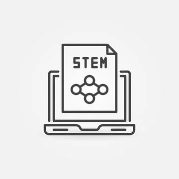 Laptop with STEM document outline vector concept icon Illustrazione stock