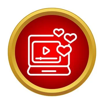Laptop streaming video content receiving social media likes Stock Illustration