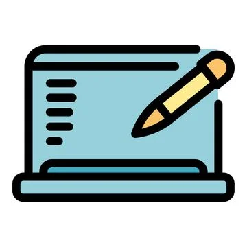 Laptop stylus icon vector flat Stock Illustration