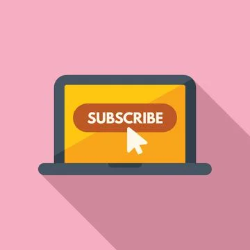 Laptop subscribe icon flat vector. Email message Stock Illustration
