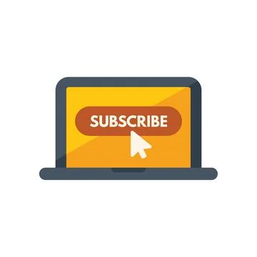 Laptop subscribe icon flat vector. Email message 库存插图