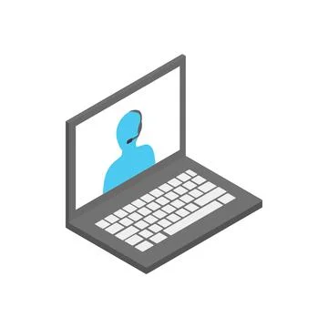 Laptop with support operator icon Illustrazione stock