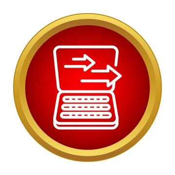 Laptop synchronizing data, transferring files, exchanging information icon イラスト素材