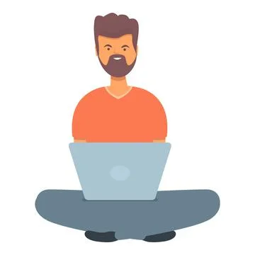 Laptop sys admin icon cartoon vector. Server engineer Stock Illustration