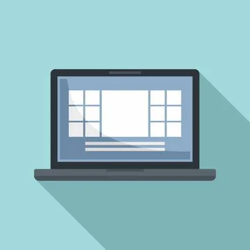 Laptop system icon, flat style Illustrazione stock