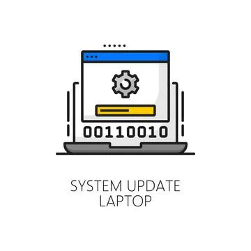 Laptop system or software update color line icon Stock Illustration