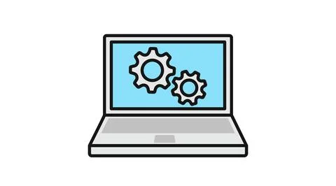 Laptop system settings and optimization icon Ilustración de archivo