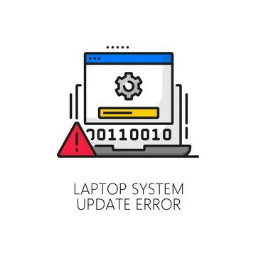 Laptop system software update error line icon Ilustración de archivo