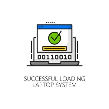 Laptop system software update loading line icon イラスト素材