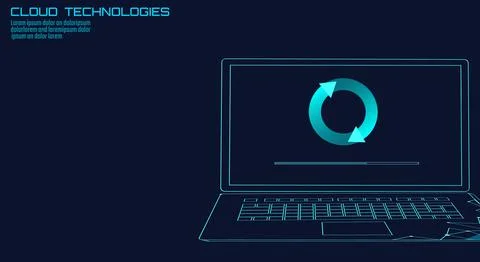 Laptop system update settings. Computer online cloud data storage technology 스톡 일러스트