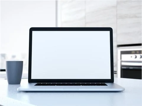 Laptop on the table. 3d rendering Stock-Illustration