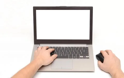 Laptop on a table an angle Stock Photos