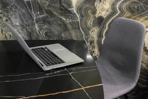 Laptop on the table close-up Foto stock