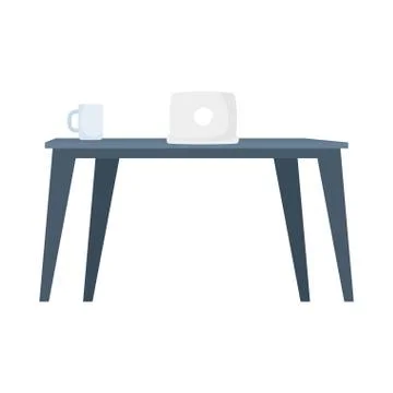Laptop in table with coffee cup Stock Illustration