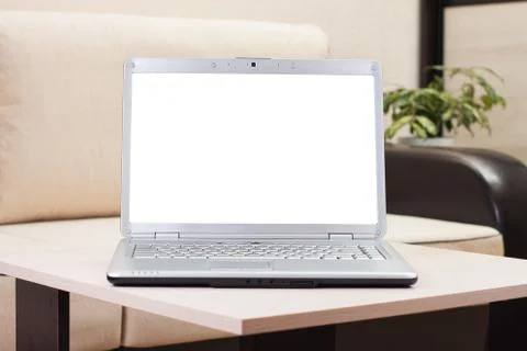 Laptop on the table with copy space Stock Photos