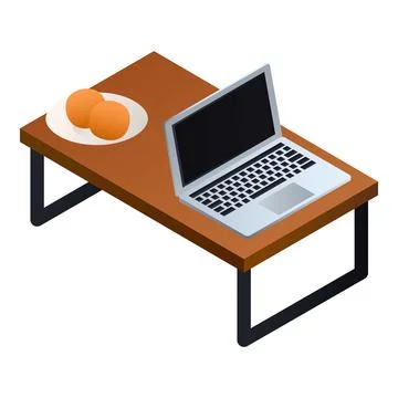 Laptop on table icon, isometric style Illustrazione stock