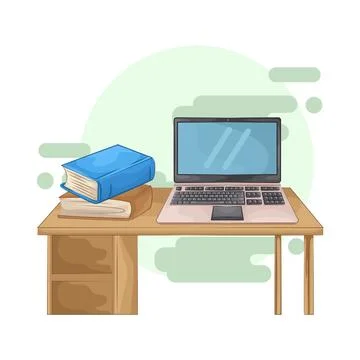 Laptop on the table 스톡 일러스트