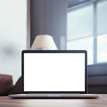 Laptop on table in interior Illustrazione stock