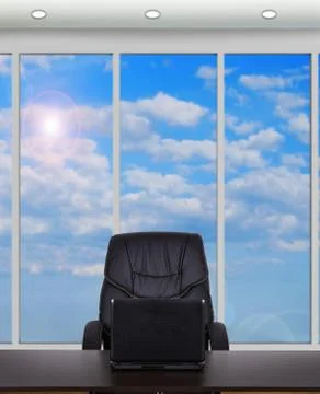 Laptop on table Foto stock