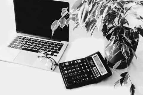 Laptop On Table Stock Photos