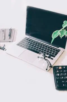 Laptop On Table Stock Photos