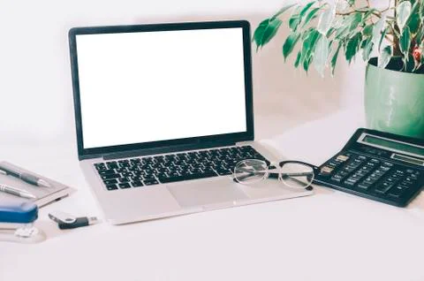 Laptop On Table Stock Photos