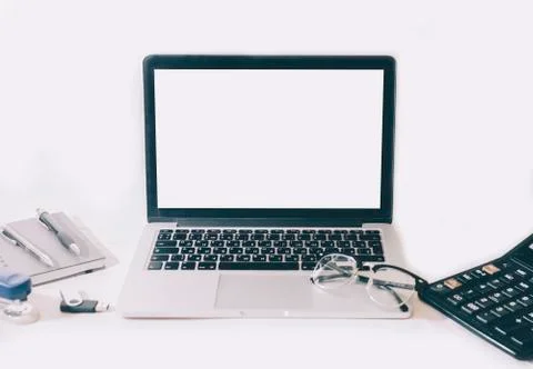Laptop On Table Stock Photos