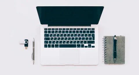 Laptop On Table Stock Photos