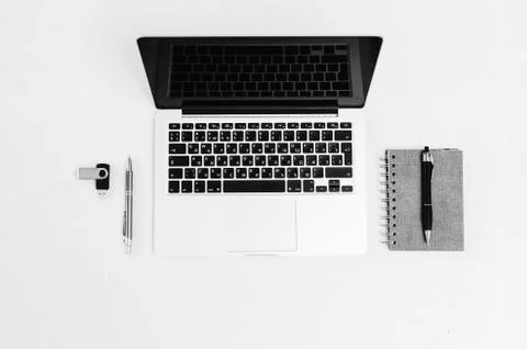 Laptop On Table Stock Photos