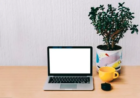 Laptop On Table Stock Photos