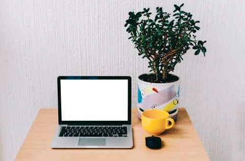Laptop On Table Stock Photos