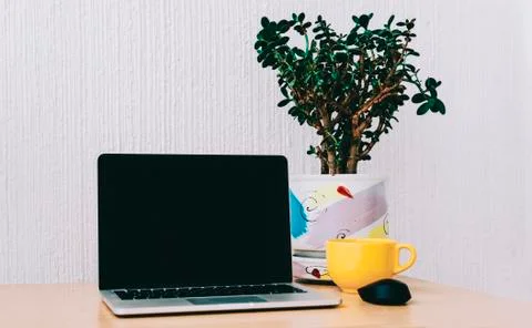 Laptop On Table Stock Photos
